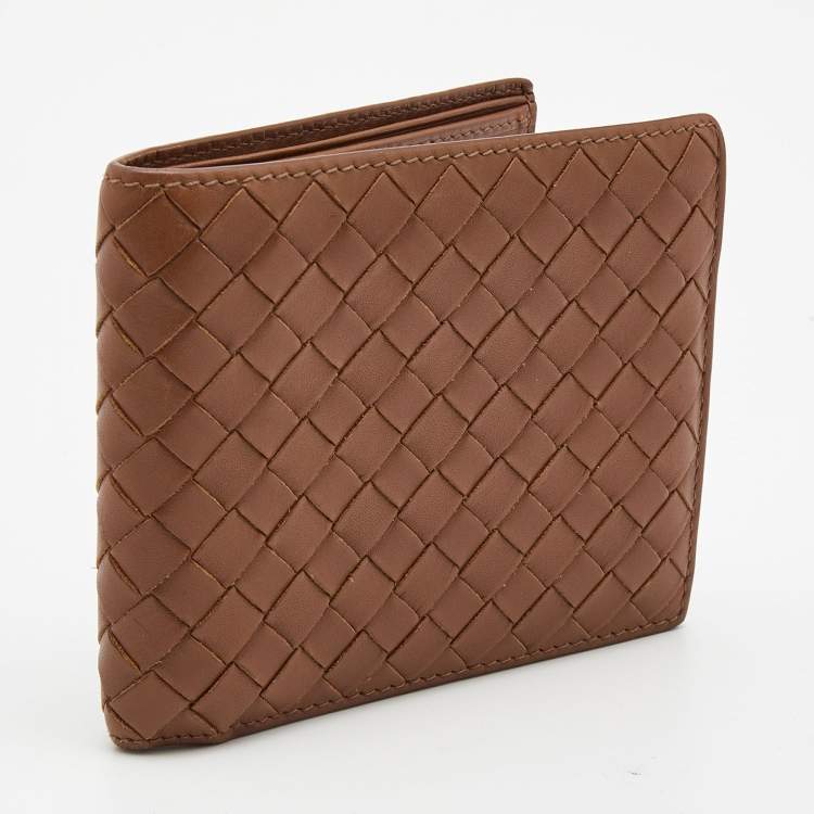 Pre Owned Bottega Veneta Brown Intrecciato Leather Bifold Wallet