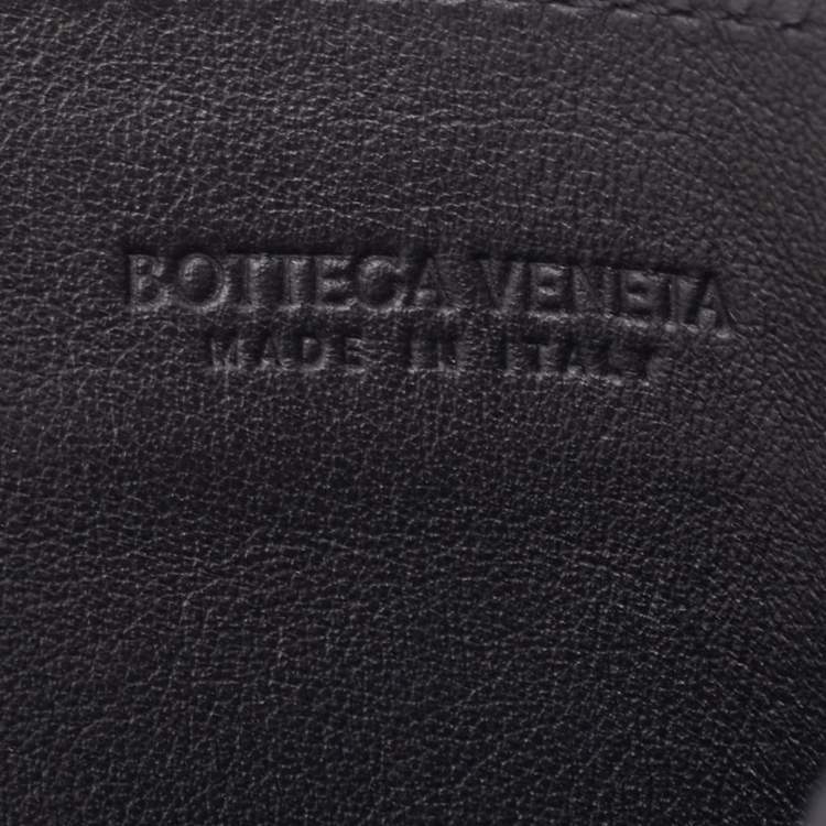 Pre Owned Bottega Veneta Black Intrecciato Leather Card Holder 