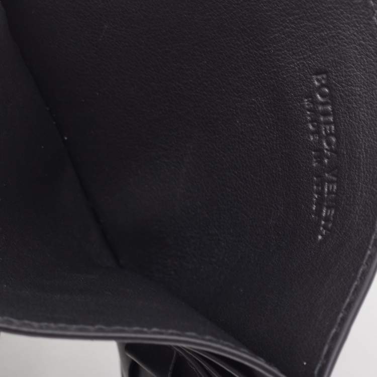 Pre Owned Bottega Veneta Black Intrecciato Leather Card Holder 