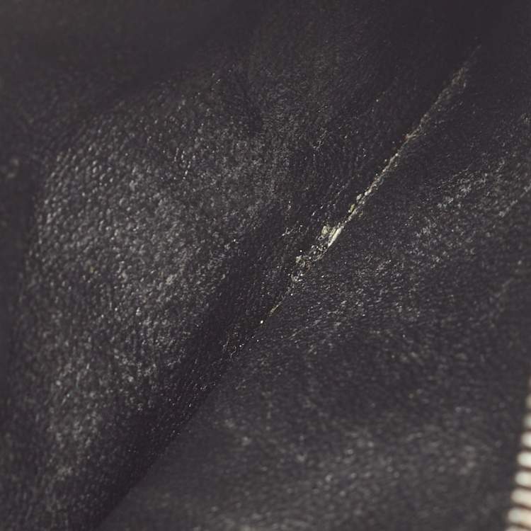 Pre Owned Bottega Veneta Black/White Intrecciato Leather Zip Card Holder