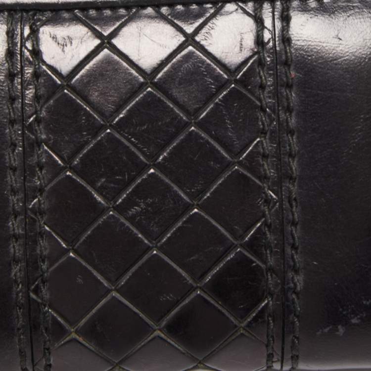 Pre Owned Bottega Veneta Black Intrecciato Leather Zip Coin Purse