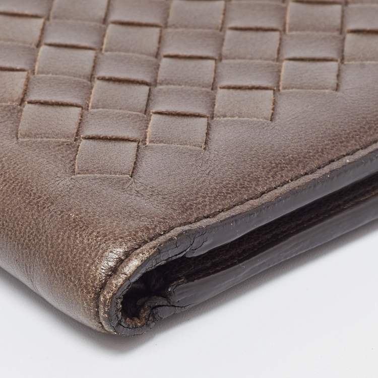 Pre Owned Bottega Veneta Brown Intrecciato Leather Bifold Wallet
