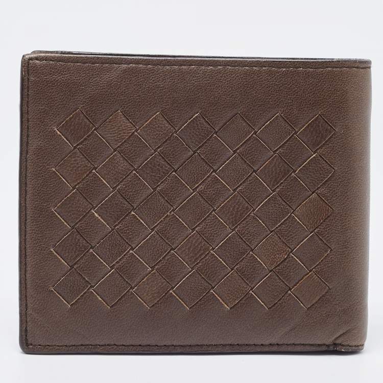 Pre Owned Bottega Veneta Brown Intrecciato Leather Bifold Wallet