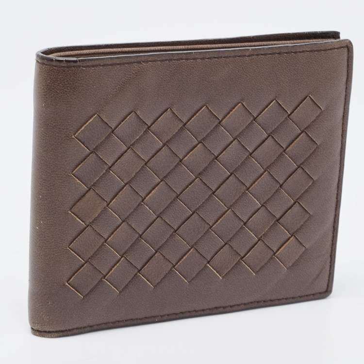 Pre Owned Bottega Veneta Brown Intrecciato Leather Bifold Wallet