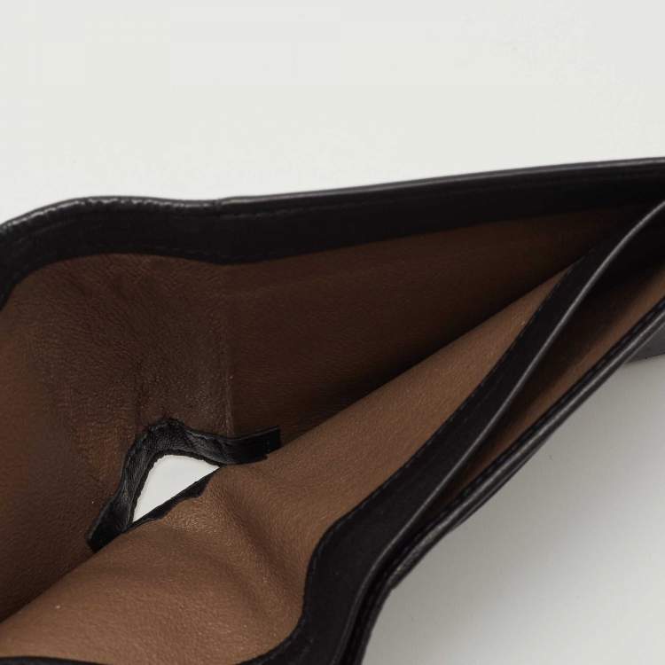 Pre Owned Bottega Veneta Black Intrecciato Karung and Leather Bifold Wallet