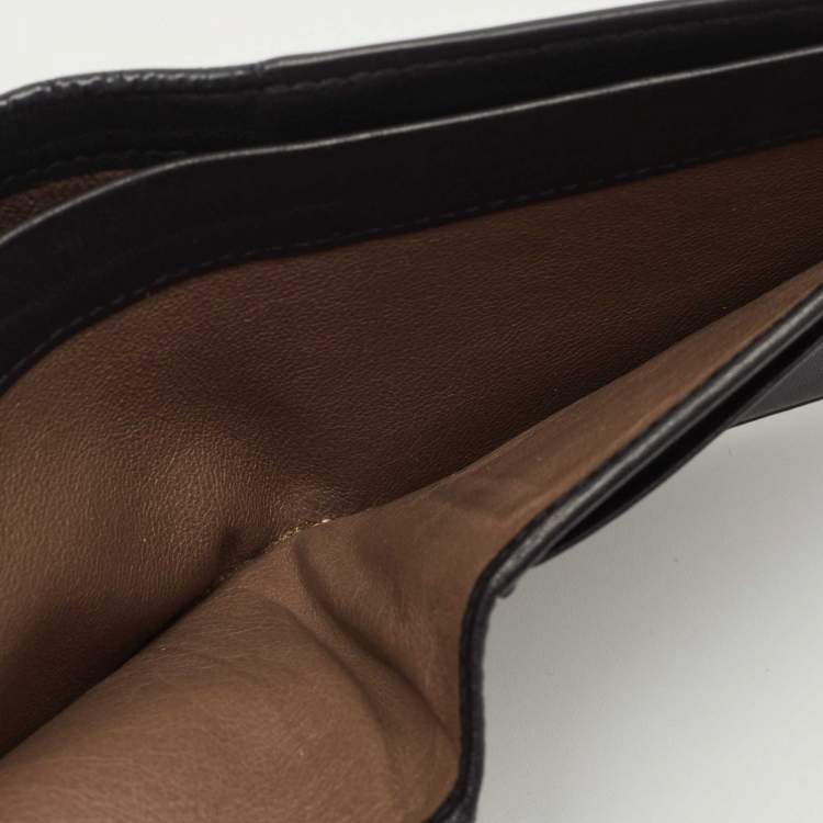 Pre Owned Bottega Veneta Black Intrecciato Karung and Leather Bifold Wallet