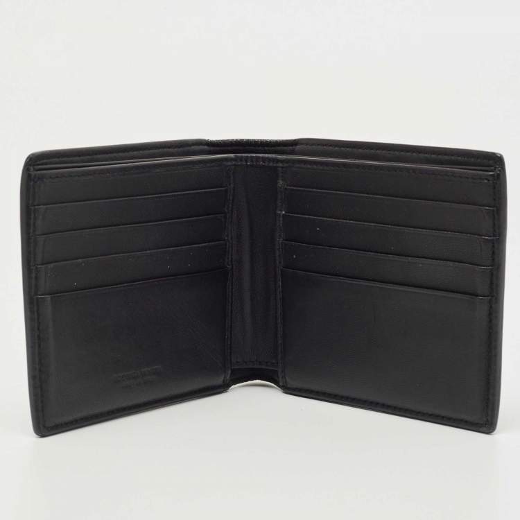 Pre Owned Bottega Veneta Black Intrecciato Karung and Leather Bifold Wallet