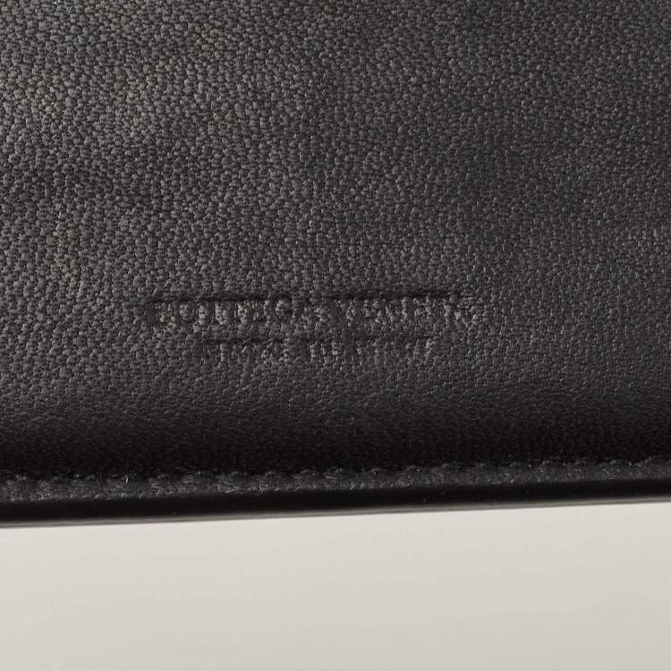 Pre Owned Bottega Veneta Black Intrecciato Karung and Leather Bifold Wallet