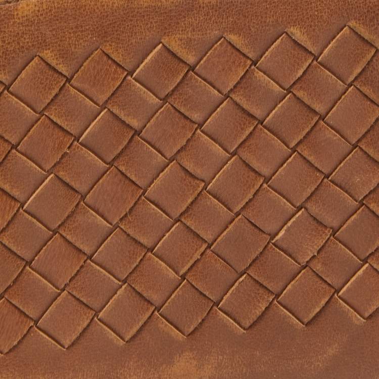 Pre Owned Bottega Veneta Brown Intrecciato Leather Bifold Wallet