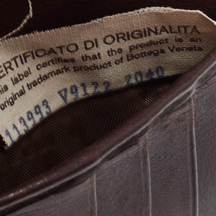 Pre Owned Bottega Veneta Dark Brown Crocodile Bifold Wallet