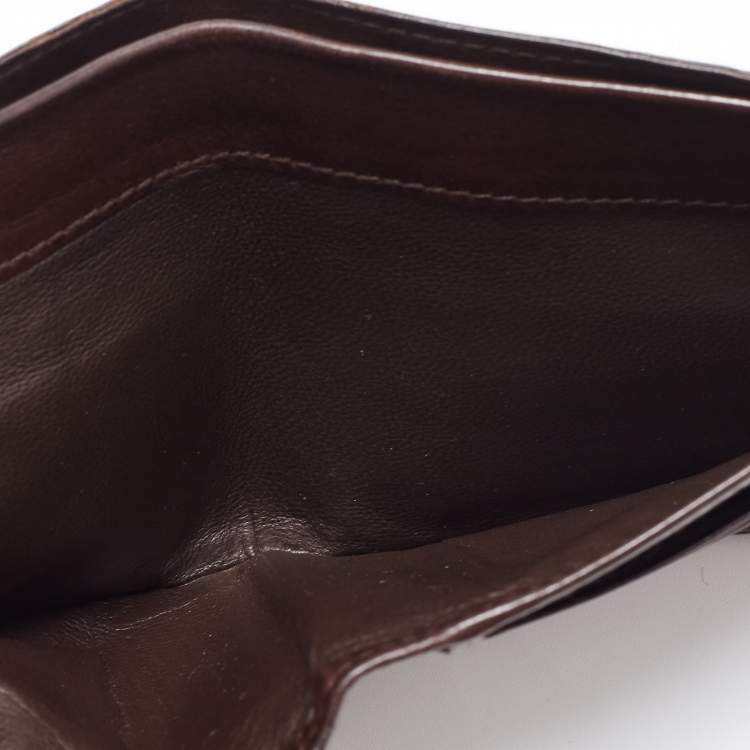 Pre Owned Bottega Veneta Dark Brown Crocodile Bifold Wallet