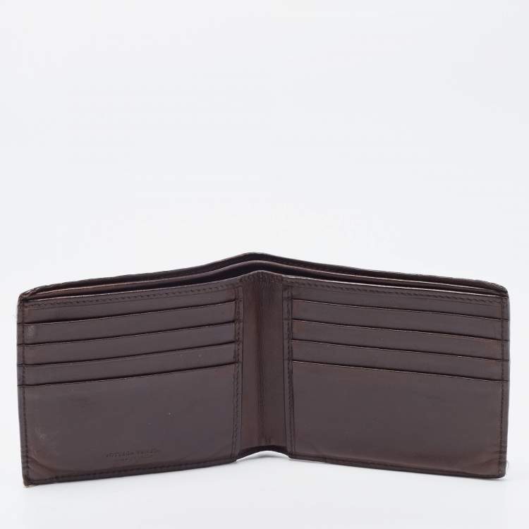 Pre Owned Bottega Veneta Dark Brown Crocodile Bifold Wallet