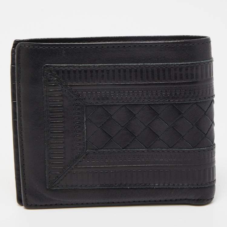 Pre Owned Bottega Veneta Black Intrecciato Leather Bifold Wallet
