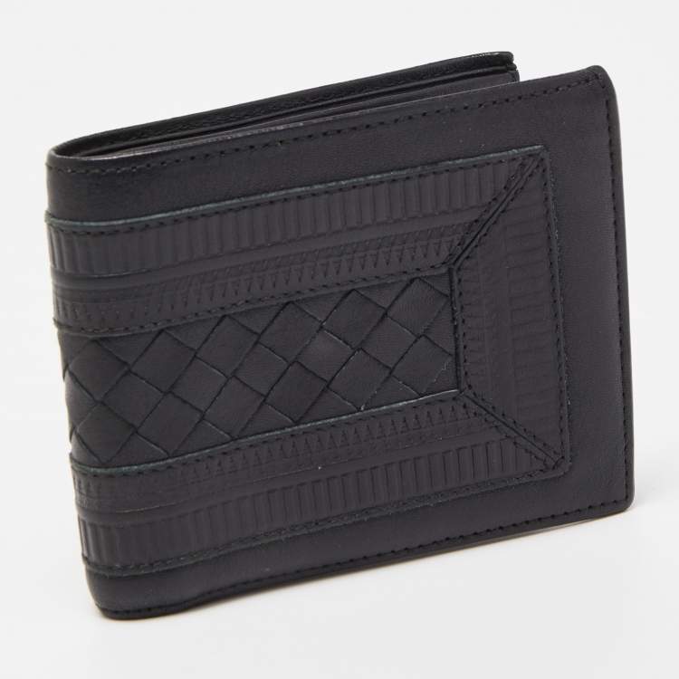 Pre Owned Bottega Veneta Black Intrecciato Leather Bifold Wallet