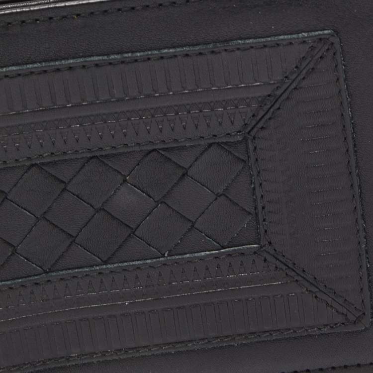 Pre Owned Bottega Veneta Black Intrecciato Leather Bifold Wallet