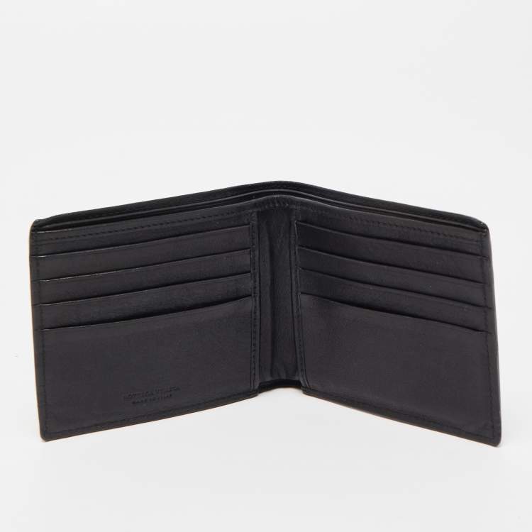 Pre Owned Bottega Veneta Black Intrecciato Leather Bifold Wallet