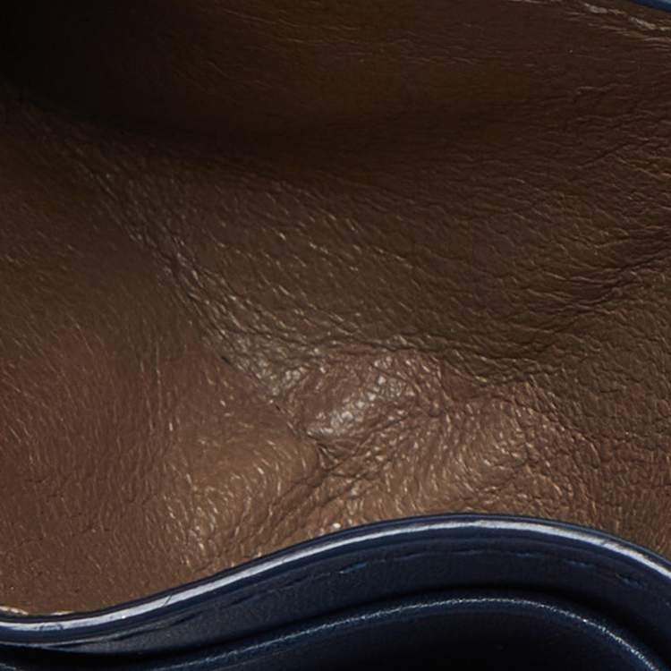 Pre Owned Bottega Veneta Blue Intrecciato Leather Card Holder