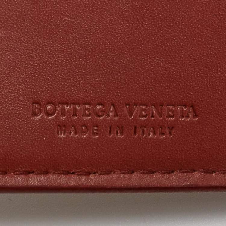 Pre Owned Bottega Veneta Rust Intrecciato Leather Bifold Wallet