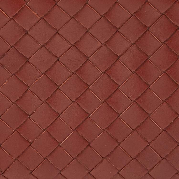 Pre Owned Bottega Veneta Rust Intrecciato Leather Bifold Wallet