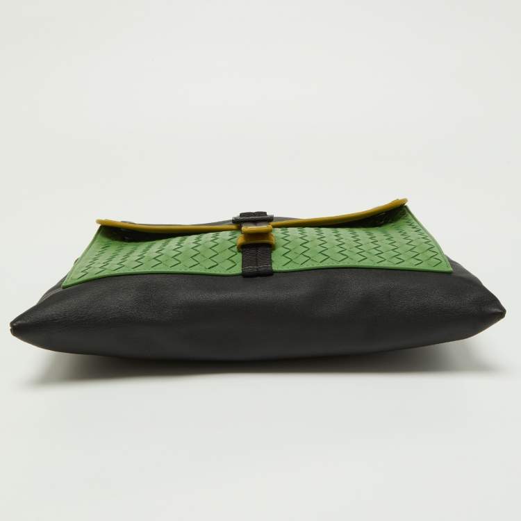 Pre Owned Bottega Veneta Multicolor Nylon Leather Zip Pouch 