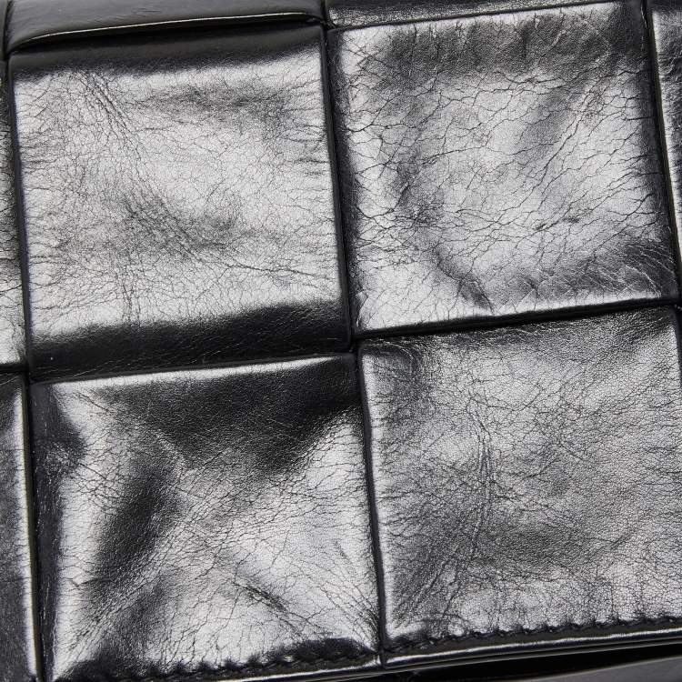 Pre Owned Bottega Veneta Black Intreccio Leather Mini Cassette Belt Bag