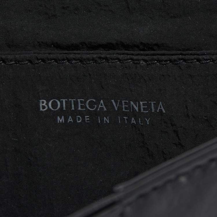 Pre Owned Bottega Veneta Black Intreccio Leather Mini Cassette Belt Bag