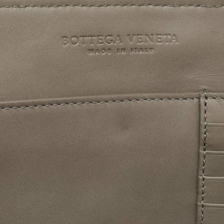 Pre Owned Bottega Veneta Grey Intrecciato Leather Wristlet Clutch 