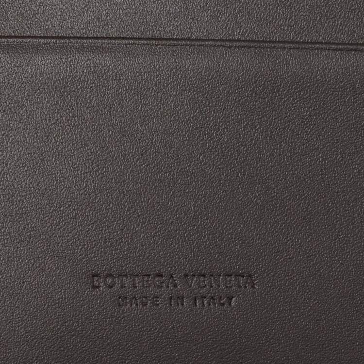 Pre Owned Bottega Veneta Dark Brown Intrecciato Leather Bill Clip Wallet
