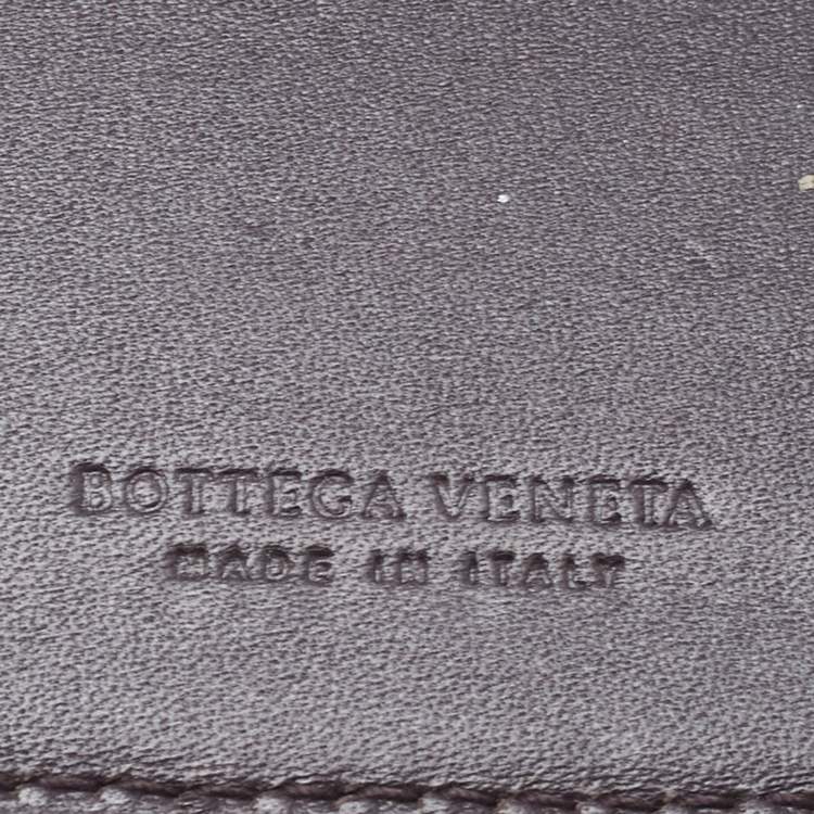 Pre Owned Bottega Veneta Dark Brown Intrecciato Leather Bifold Wallet