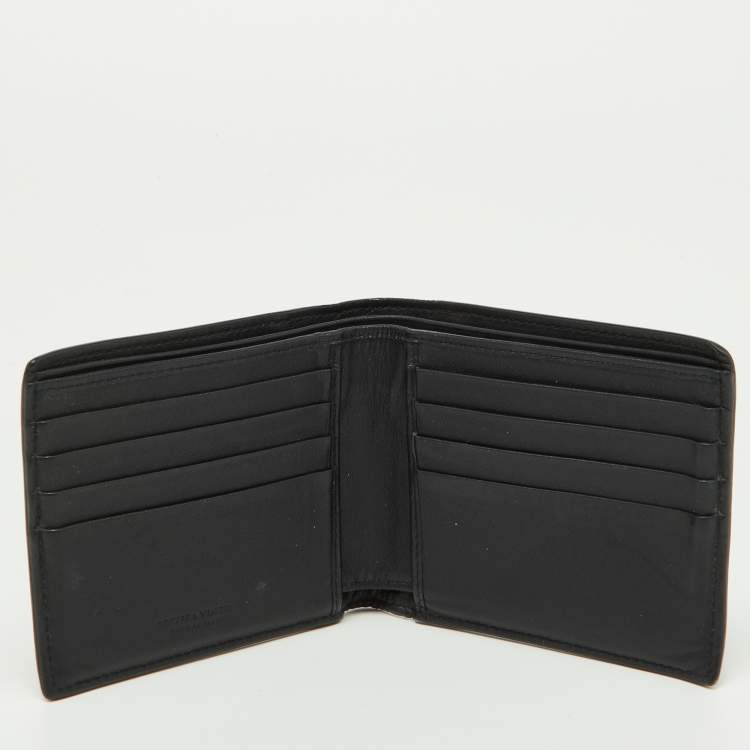 Pre Owned Bottega Veneta Black Intrecciato Karung and Leather Bifold Wallet