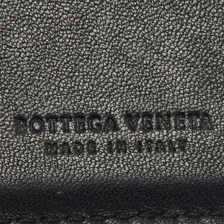 Pre Owned Bottega Veneta Black Intrecciato Karung and Leather Bifold Wallet