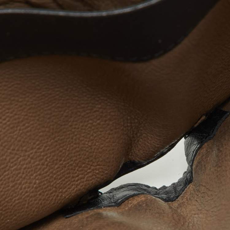 Pre Owned Bottega Veneta Black Intrecciato Karung and Leather Bifold Wallet