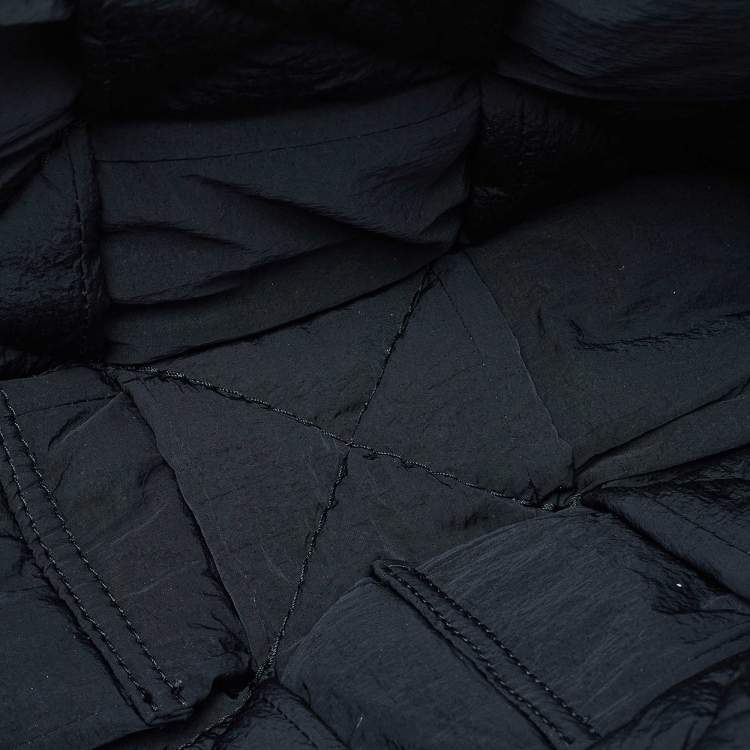 Pre Owned Bottega Veneta Black Intrecciato Nylon Cassette Messenger Bag