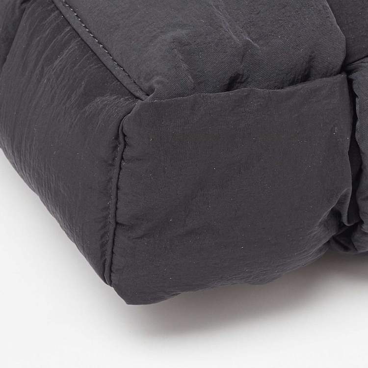 Pre Owned Bottega Veneta Black Intrecciato Nylon Cassette Messenger Bag