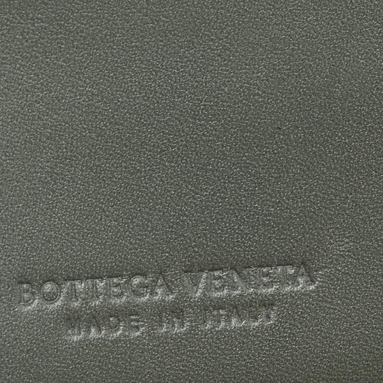 Pre Owned Bottega Veneta Olive Green Intrecciato Leather Bifold Wallet