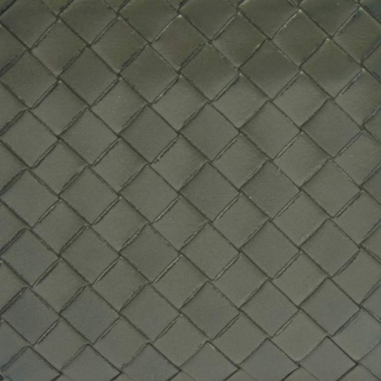 Pre Owned Bottega Veneta Olive Green Intrecciato Leather Bifold Wallet