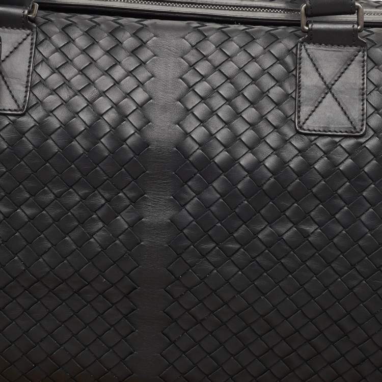 Pre Owned Bottega Veneta Black Intrecciato Leather Duffel Bag