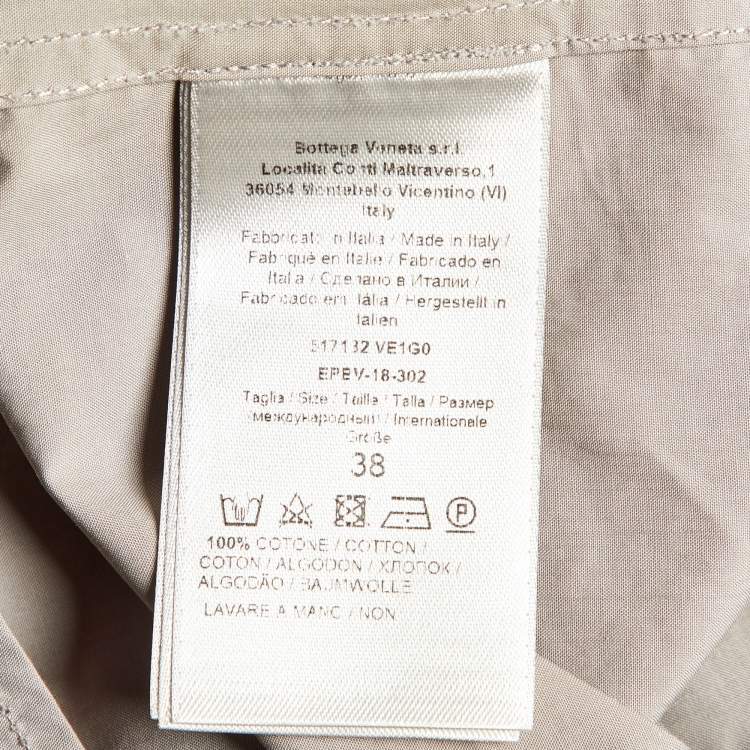 Pre Owned Bottega Veneta Grey Cotton Buttoned Up Collar Detail Shirt S