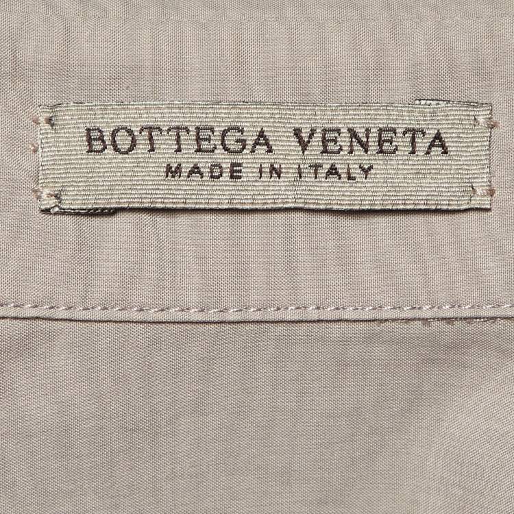 Pre Owned Bottega Veneta Grey Cotton Buttoned Up Collar Detail Shirt S