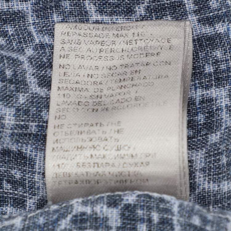 Pre Owned Bottega Veneta Blue Printed Long Sleeve Button Front Shirt M