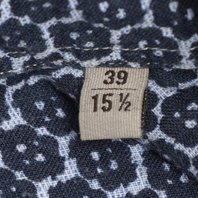 Pre Owned Bottega Veneta Blue Printed Long Sleeve Button Front Shirt M