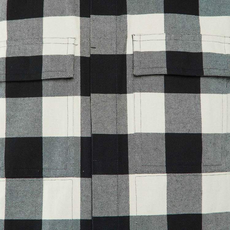Pre Owned Bottega Veneta Monochrome Checked Cotton Oversized Shirt M