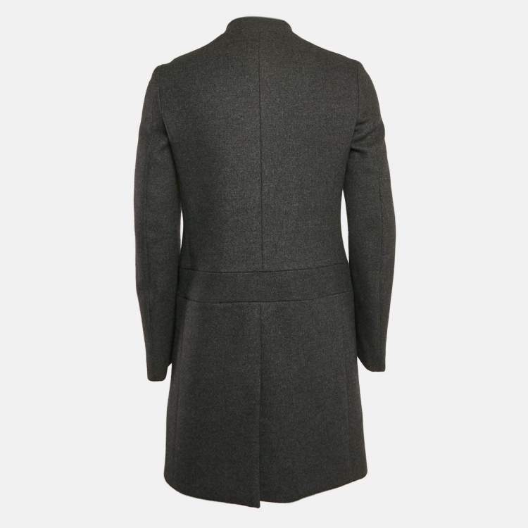 Pre Owned Bottega Veneta Grey Wool Felt Double Breasted Coat M