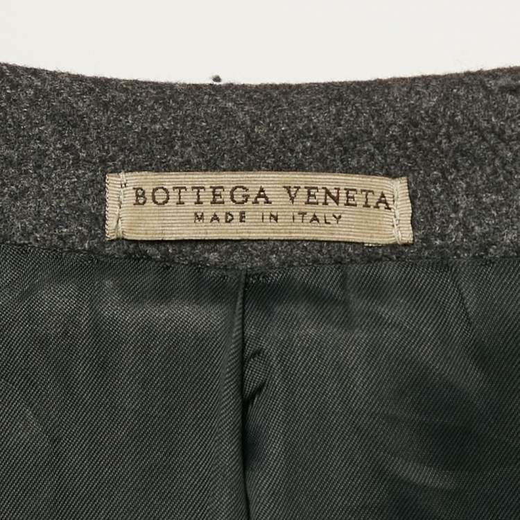 Pre Owned Bottega Veneta Grey Wool Felt Double Breasted Coat M