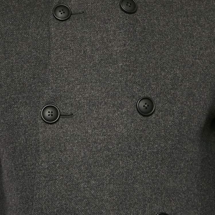 Pre Owned Bottega Veneta Grey Wool Felt Double Breasted Coat M