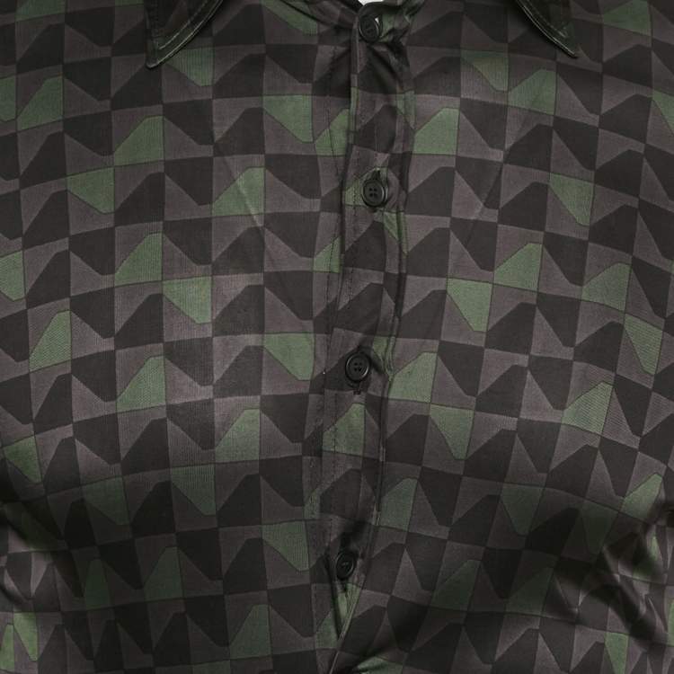 Pre Owned Bottega Veneta Black/Green Graphic Print Jersey T-Shirt M