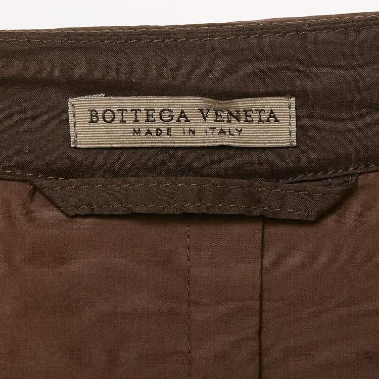 Pre Owned Bottega Veneta Brown Silk/Cotton Jacket and Pants Set L