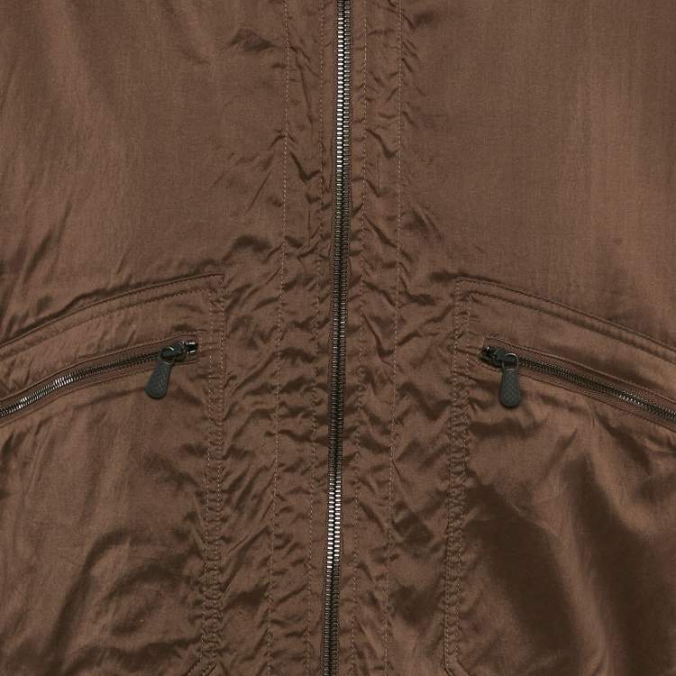 Pre Owned Bottega Veneta Brown Silk/Cotton Jacket and Pants Set L