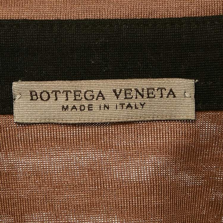 Pre Owned Bottega Veneta Brown Striped Cotton Knit Button Front Shirt L