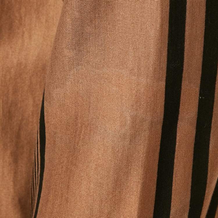 Pre Owned Bottega Veneta Brown Striped Cotton Knit Button Front Shirt L